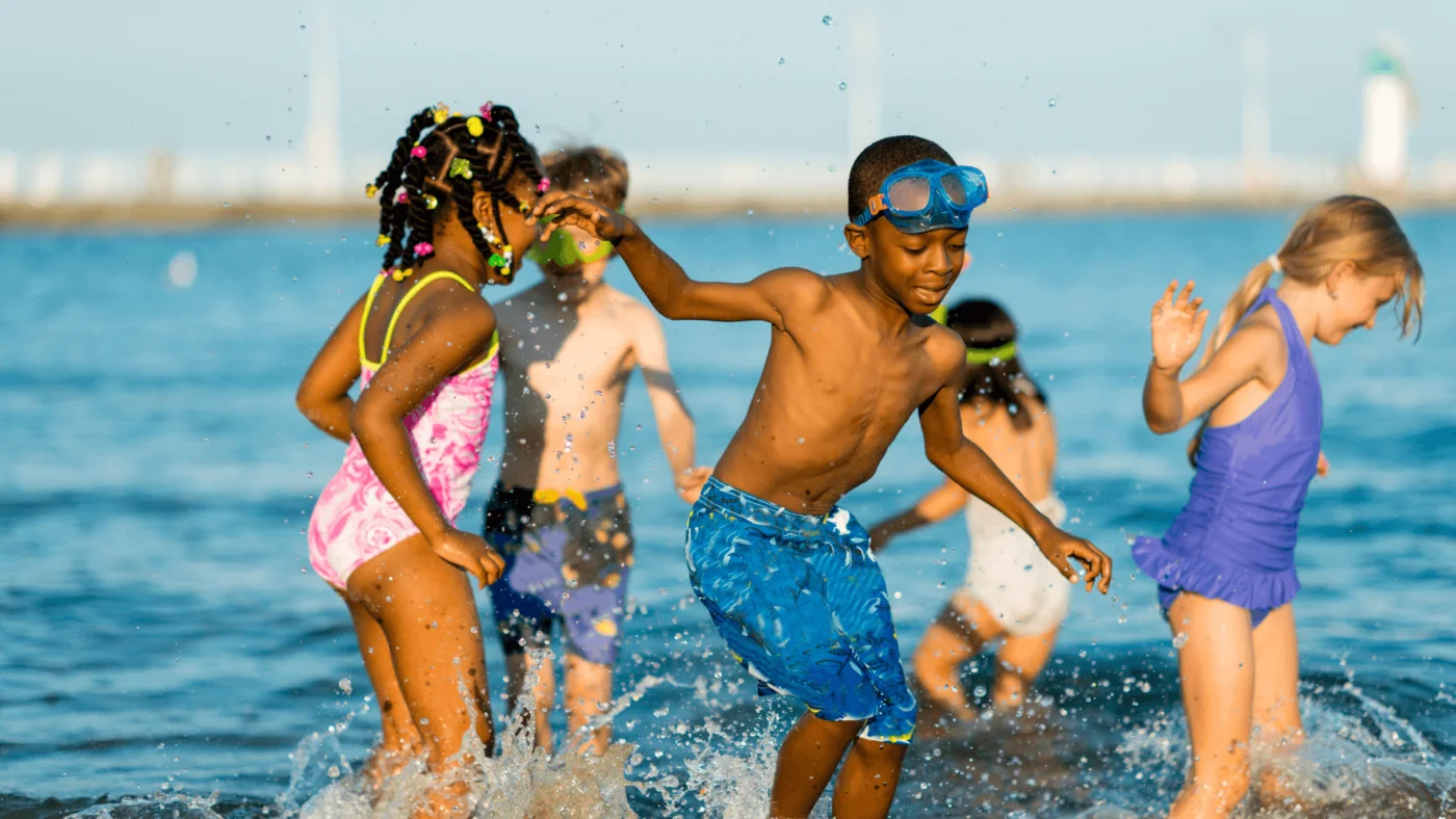 kids playing at beach