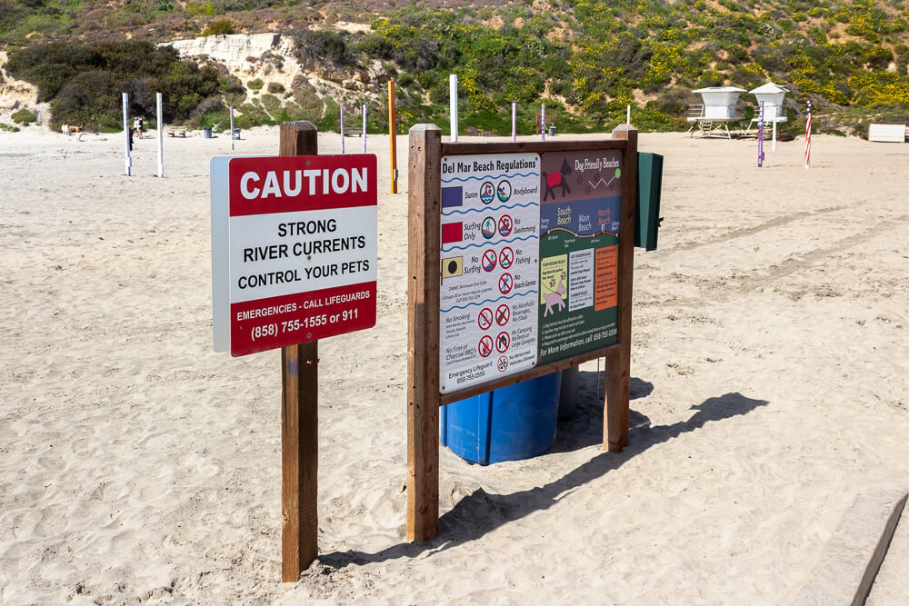 Del Mar Rip Tide Warning Signs