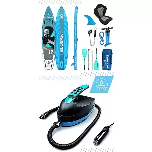 Bluefin Cruise Carbon SUP Package Bundle | Stand Up Inflatable Paddle Board | 6” Thick | Carbon Rail & Paddle | Kayak Conversion Kit (10’8 | 12’ | 15′)