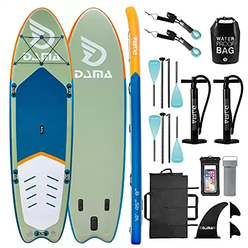 DAMA 14'*45''*8'' Family Sup Paddle Board (8 inches Thick) Inflatable Paddle Board Wide Stance Stand Up Paddle Board 14ft Paddle Boards Sup Board Paddle Board for Adults &...