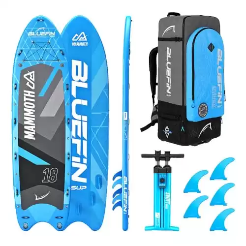 Bluefin Stand Up Inflatable Paddle Board | Mammoth 18' Model | Family/Group Board - Up to 10 Users | Includes Accessories