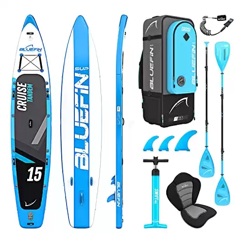 Bluefin SUP Stand Up Inflatable Paddle Board with Kayak Conversion Kit | Ultimate iSUP Kayak Bundle (10’8” and 12’0”) (Blue 15')…