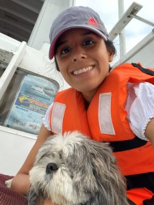Jess with Tutu in Boat at Port of Ensenada